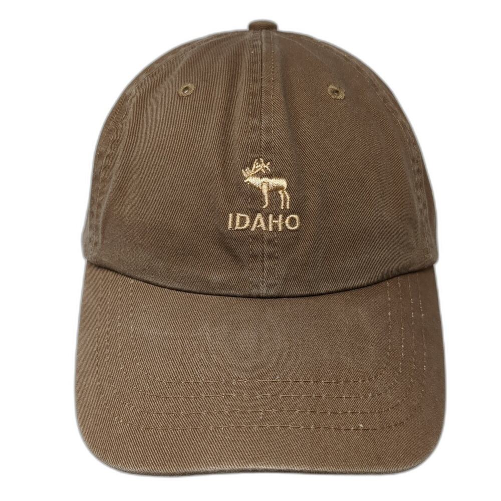 Idaho Strapback Baseball Cap Brown One Size Adjustable Embroidered Mega Cap
